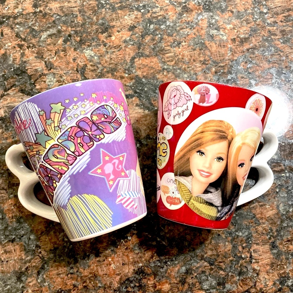 Set of Two (2) Rare Barbie Hot Cocoa Coffee Mugs Collectible